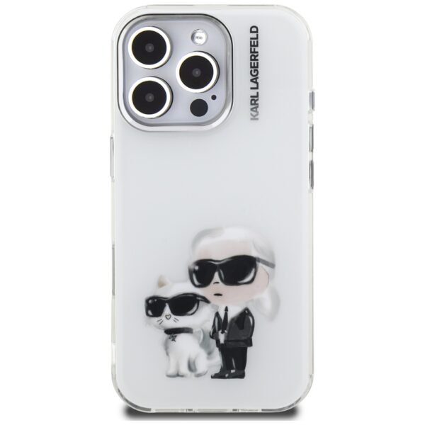 Karl Lagerfeld IML Aquarelle Karl & Choupette & Logo iPhone 16 Pro Case - Whiteeng
