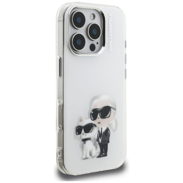 Karl Lagerfeld IML Aquarelle Karl & Choupette & Logo iPhone 16 Pro Case - Whiteeng