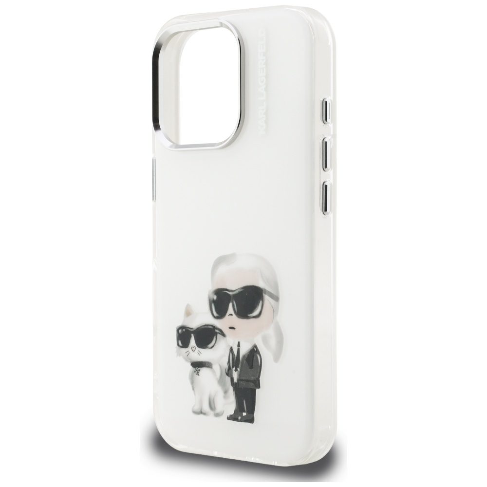 Karl Lagerfeld IML Aquarelle Karl & Choupette & Logo iPhone 16 Pro Case - Whiteeng