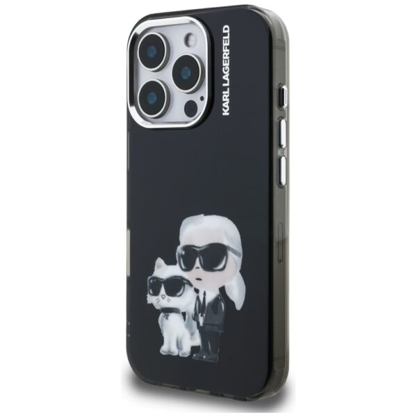 Karl Lagerfeld IML Aquarelle Karl & Choupette & Logo Case for iPhone 16 Pro Max - Blackeng