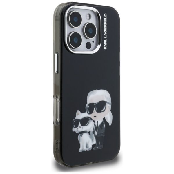 Karl Lagerfeld IML Aquarelle Karl & Choupette & Logo Case for iPhone 16 Pro Max - Blackeng