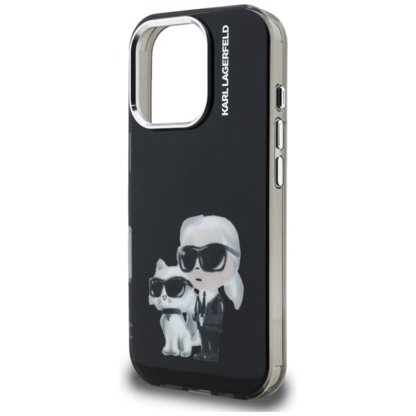 Karl Lagerfeld IML Aquarelle Karl & Choupette & Logo Case for iPhone 16 Pro Max - Blackeng
