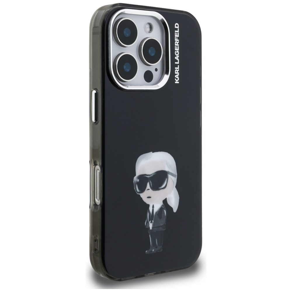 Karl Lagerfeld IML Aquarelle Karl & Logo MagSafe Case for iPhone 16 Pro - Blackeng