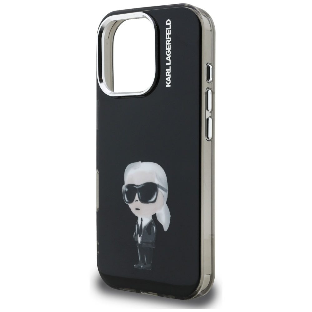 Karl Lagerfeld IML Aquarelle Karl & Logo MagSafe Case for iPhone 16 Pro - Blackeng