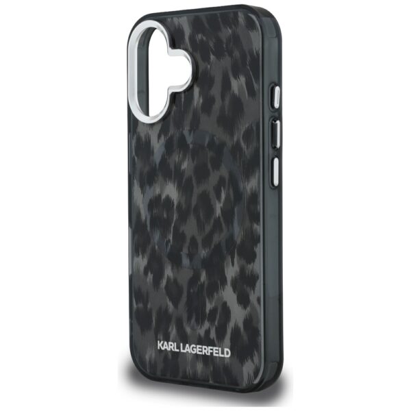 Karl Lagerfeld IML Leopard Pattern MagSafe Case for iPhone 16 - Blackeng