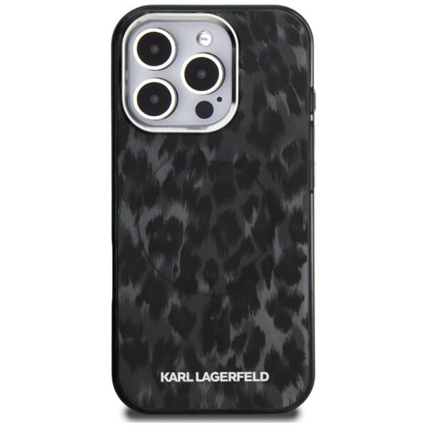 Karl Lagerfeld IML Leopard Pattern MagSafe Case for iPhone 16 Pro - Blackeng