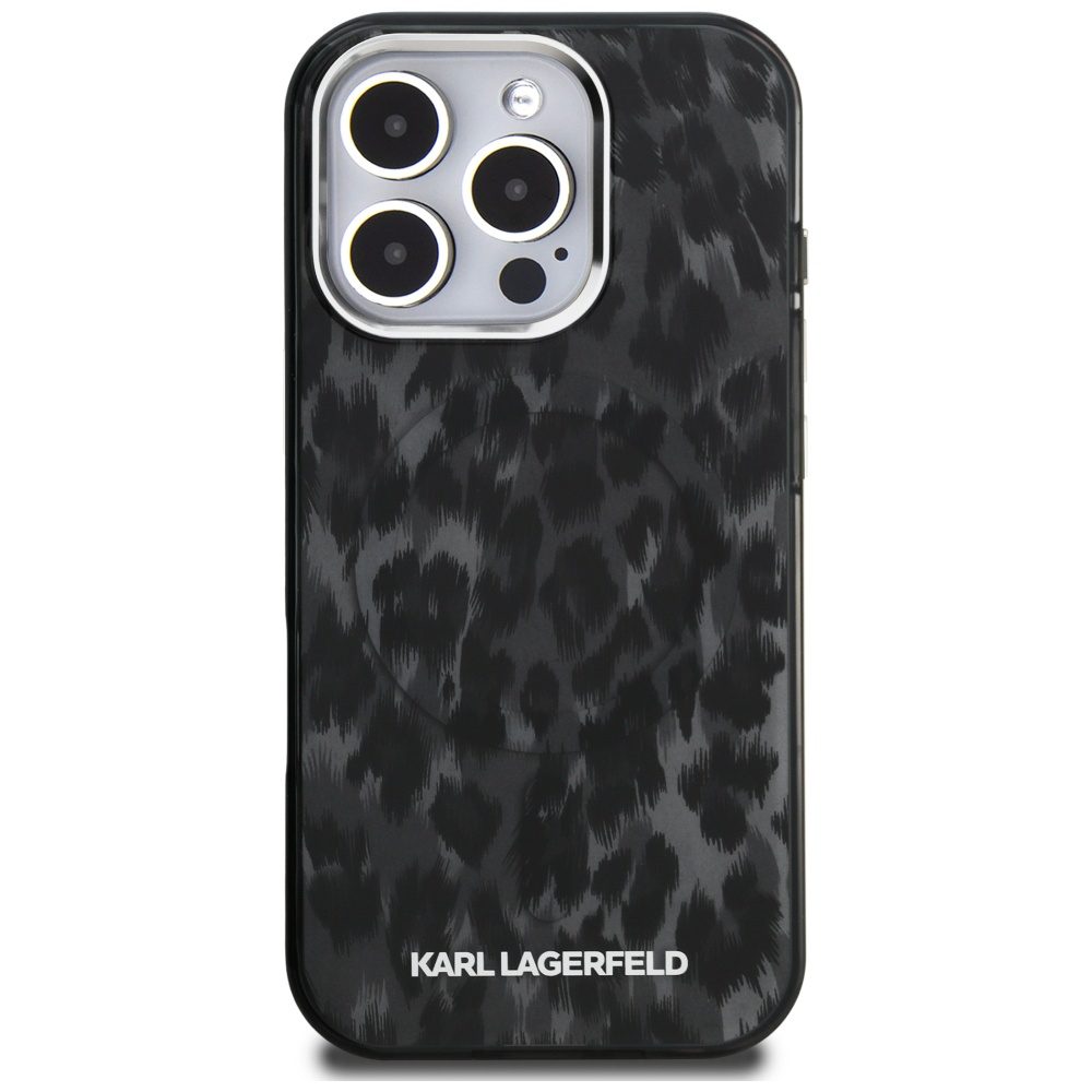 Karl Lagerfeld IML Leopard Pattern MagSafe Case for iPhone 16 Pro - Blackeng