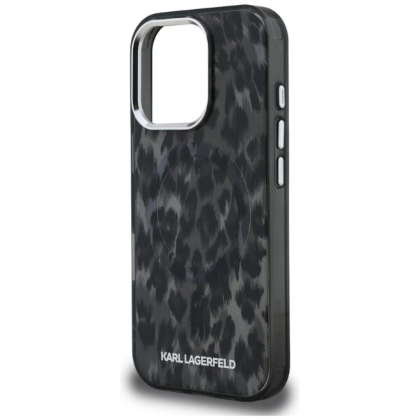 Karl Lagerfeld IML Leopard Pattern MagSafe Case for iPhone 16 Pro Max - Blackeng
