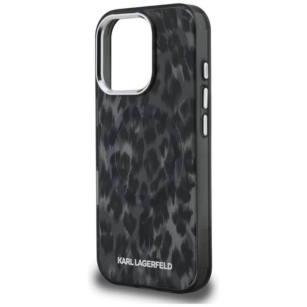 Karl Lagerfeld IML Leopard Pattern MagSafe Case for iPhone 16 Pro Max - Blackeng
