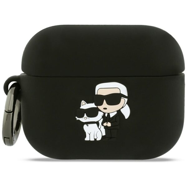 205527_1 Karl Lagerfeld Silicone Karl & Chaupette Head 3D Case for AirPods Pro 3 - Blackeng