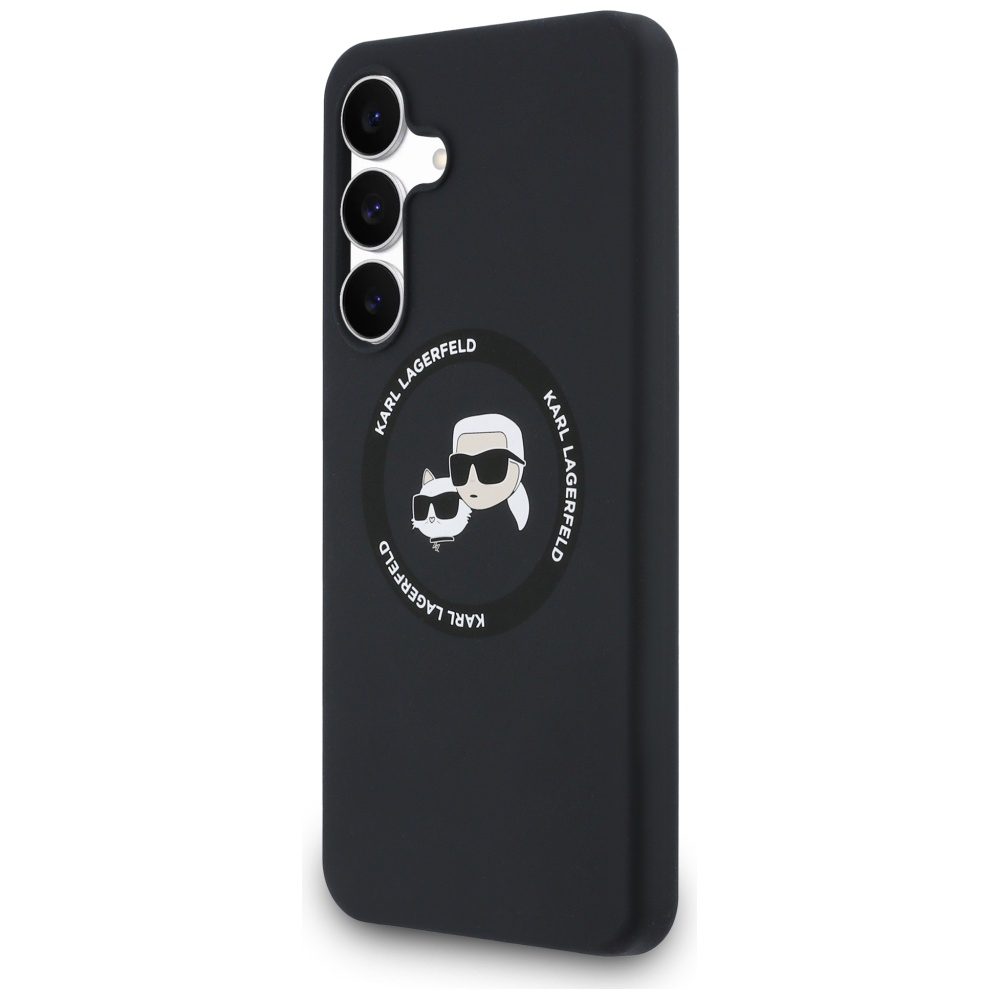 205528_2 Karl Lagerfeld Silicone Karl & Choupette Heads MagSafe Case for Samsung Galaxy S25 FE - Blackeng