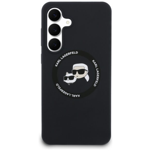 205528_3 Karl Lagerfeld Silicone Karl & Choupette Heads MagSafe Case for Samsung Galaxy S25 FE - Blackeng