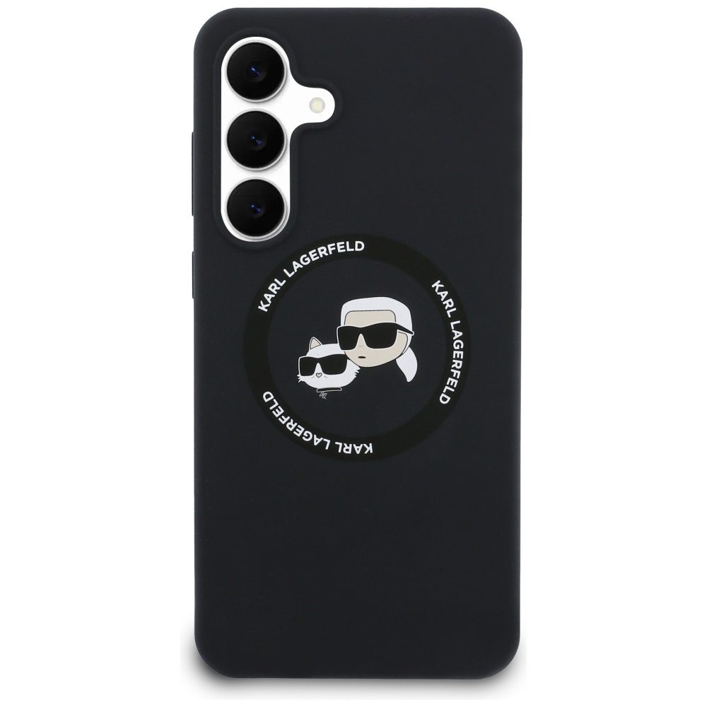 205528_3 Karl Lagerfeld Silicone Karl & Choupette Heads MagSafe Case for Samsung Galaxy S25 FE - Blackeng