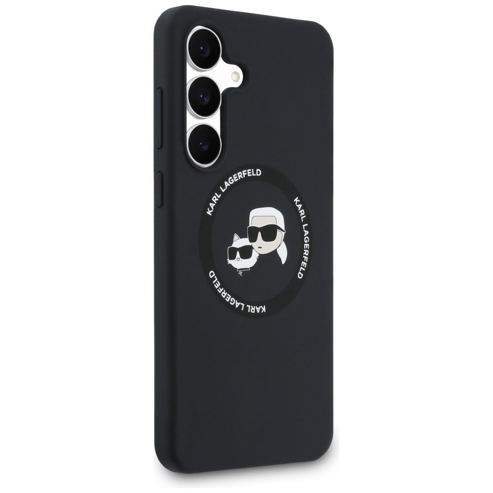 205528_4 Karl Lagerfeld Silicone Karl & Choupette Heads MagSafe Case for Samsung Galaxy S25 FE - Blackeng