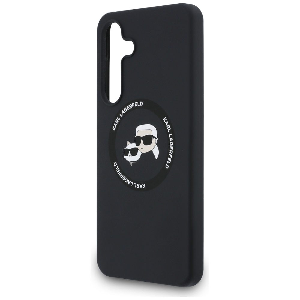 205528_6 Karl Lagerfeld Silicone Karl & Choupette Heads MagSafe Case for Samsung Galaxy S25 FE - Blackeng