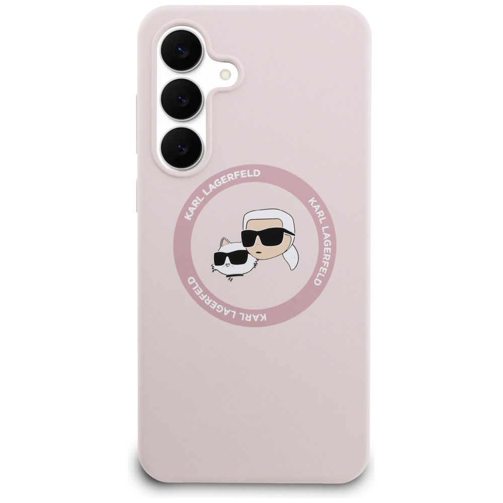 Karl Lagerfeld Silicone Karl & Choupette Heads MagSafe Case for Samsung Galaxy S25 FE - Pinkeng