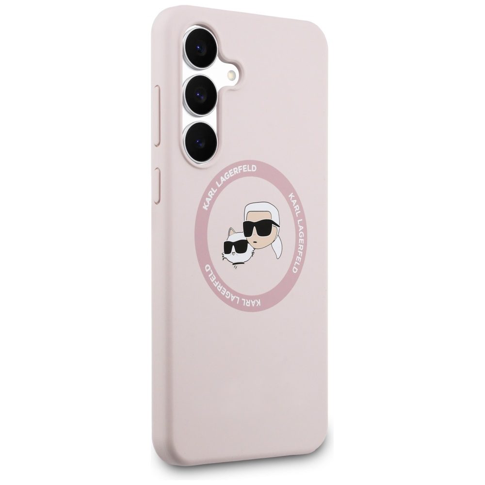 Karl Lagerfeld Silicone Karl & Choupette Heads MagSafe Case for Samsung Galaxy S25 FE - Pinkeng