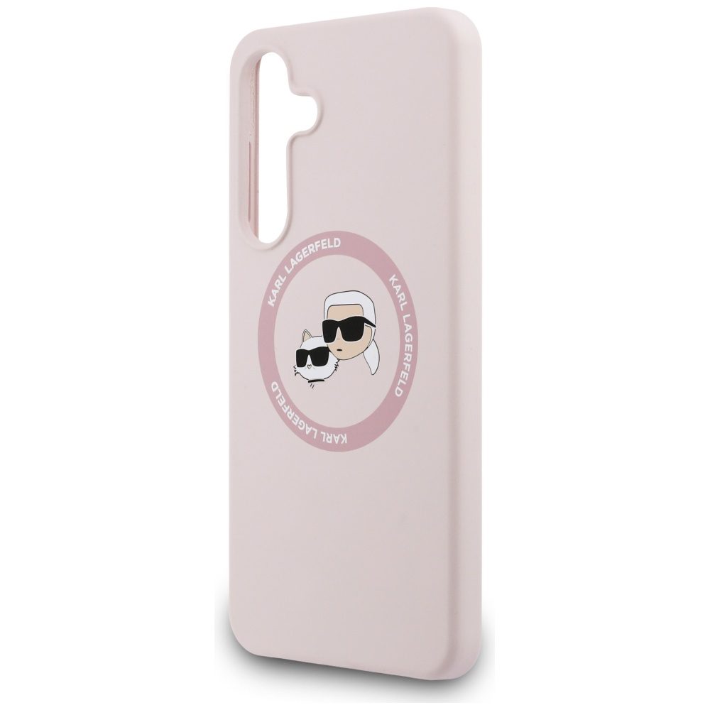 Karl Lagerfeld Silicone Karl & Choupette Heads MagSafe Case for Samsung Galaxy S25 FE - Pinkeng