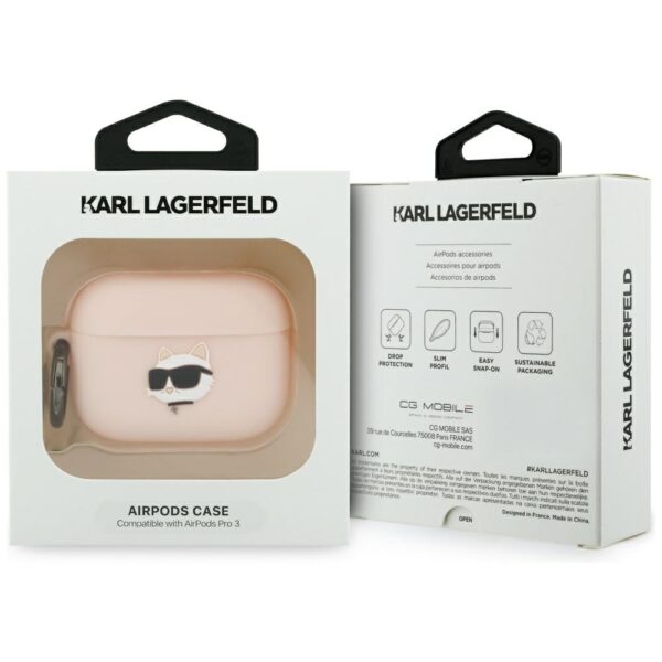 Karl Lagerfeld Silicone Chaupette Head 3D Case for AirPods Pro 3 - Pinkeng