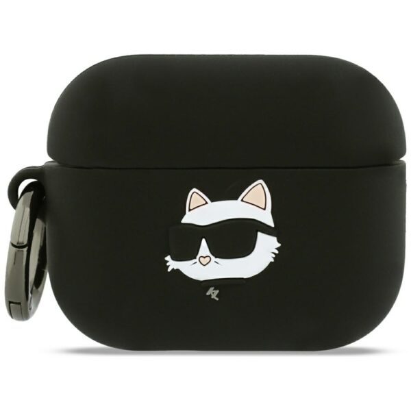 Karl Lagerfeld Silicone Choupette Head 3D Case for AirPods Pro 3 - Blackeng