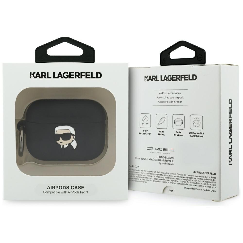 205533_4 Karl Lagerfeld Silicone Karl Head 3D Case for AirPods Pro 3 - Blackeng