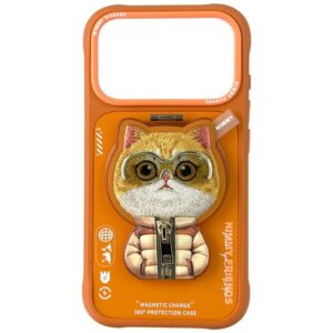 Nimmy Cool&Cute 2.0 Cat Case for iPhone 17 Pro Max with Magnetic Hanger - Orangeeng