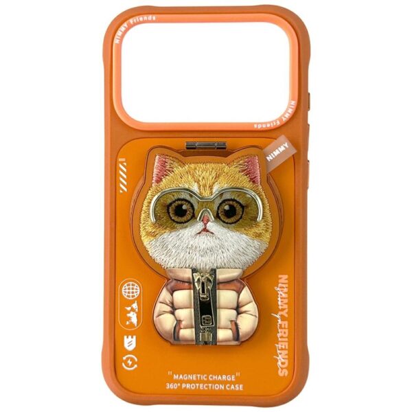 205539_1 Nimmy Cool&Cute 2.0 Cat Case for iPhone 17 Pro Max with Magnetic Hanger - Orangeeng