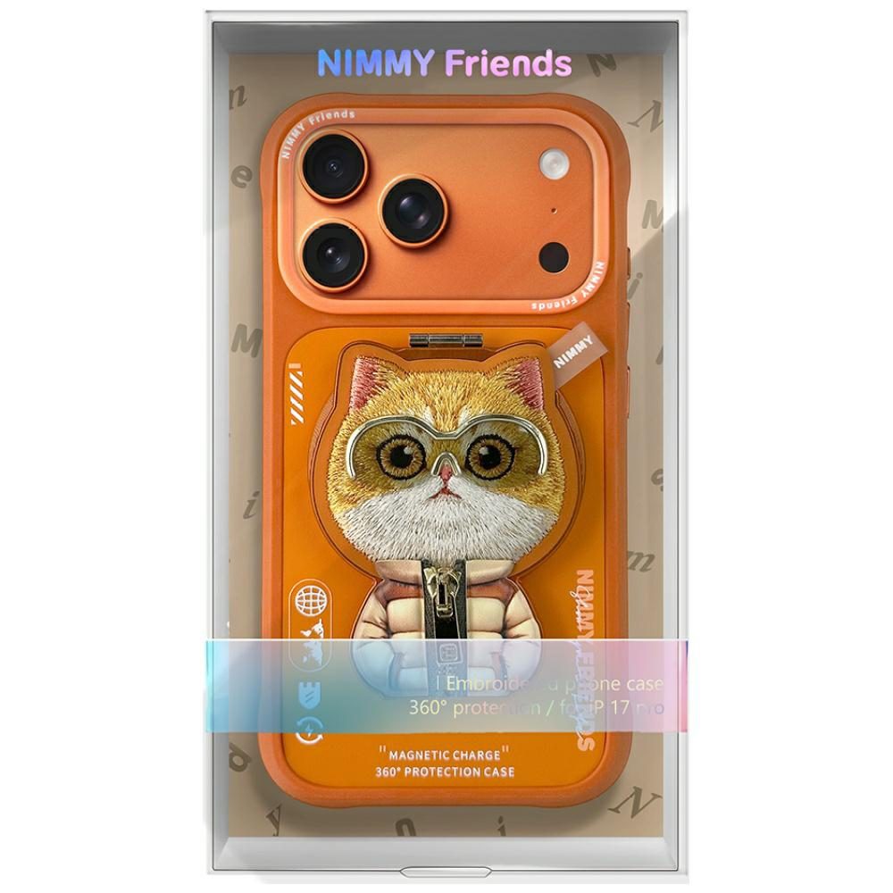 205539_7 Nimmy Cool&Cute 2.0 Cat Case for iPhone 17 Pro Max with Magnetic Hanger - Orangeeng