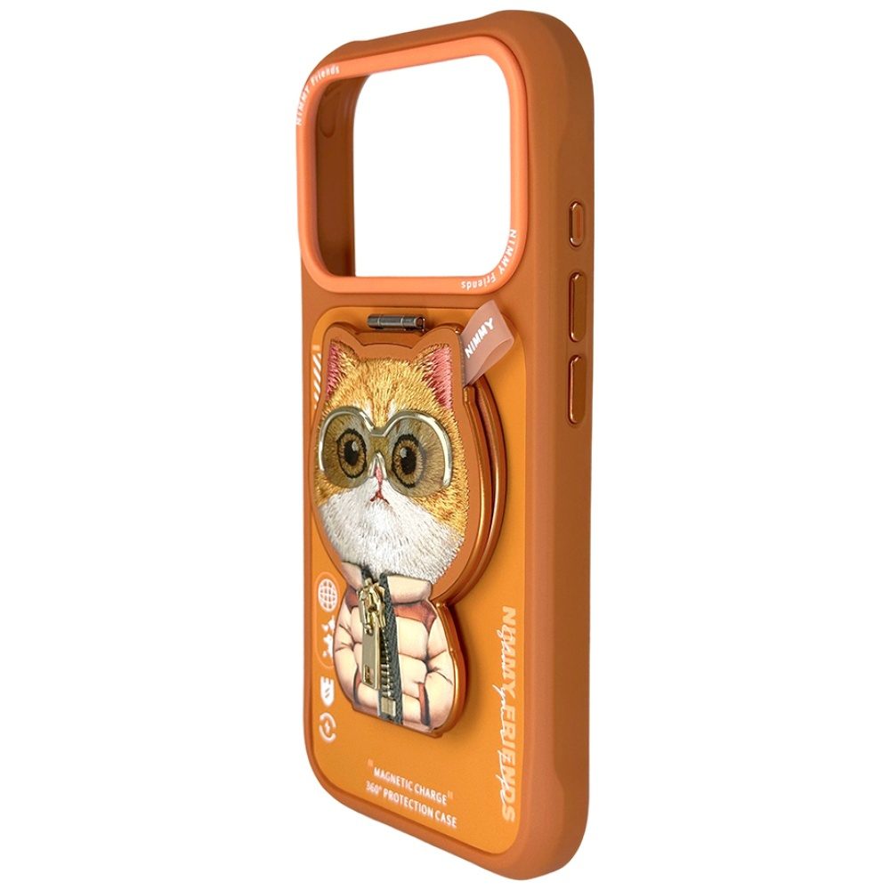 205541_3 Nimmy Cool&Cute 2.0 Cat Case for iPhone 17 Pro with Magnetic Hanger - Orangeeng