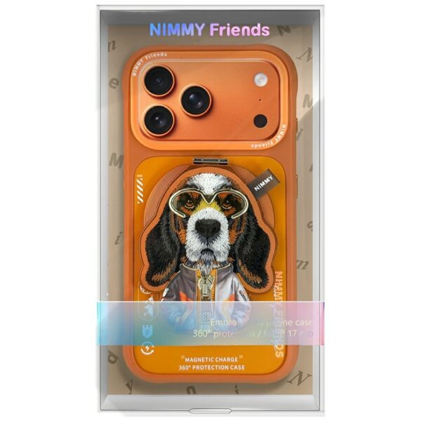 205543_7 Nimmy Cool&Cute 2.0 Dog Case for iPhone 17 Pro with Magnetic Hanger - Orangeeng