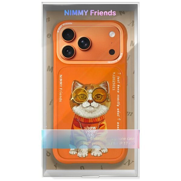 Nimmy Glasses Cool Cat Case for iPhone 17 Pro Max - Orangeeng