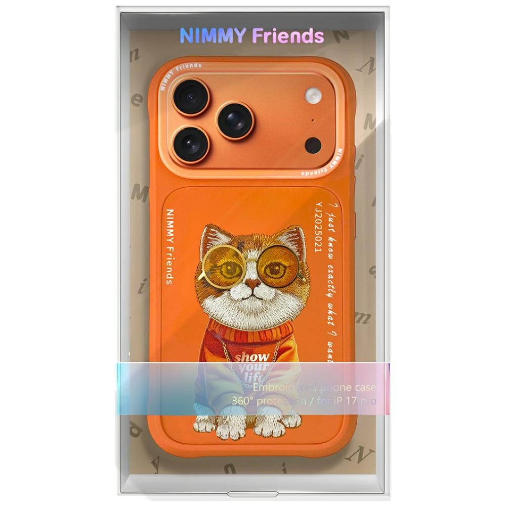 Nimmy Glasses Cool Cat Case for iPhone 17 Pro - Orangeeng