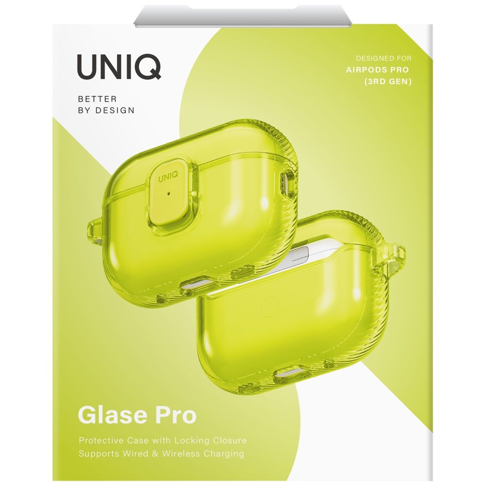 205557_6 Uniq Glase Pro Case for AirPods Pro 3 Lock Case - Transparent Yelloweng