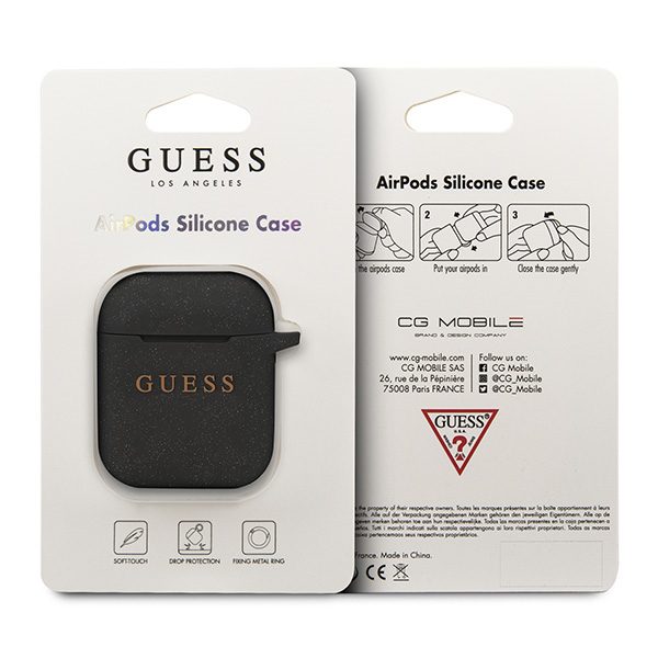 205624_2 Guess Silicone Cover for AirPods 1/2 - Blackeng
