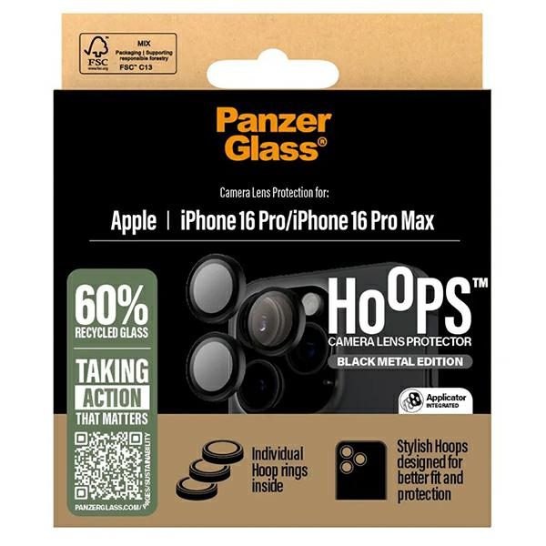 PanzerGlass Hoops Lens Protector for iPhone 16 Pro / 16 Pro Max - Blackeng