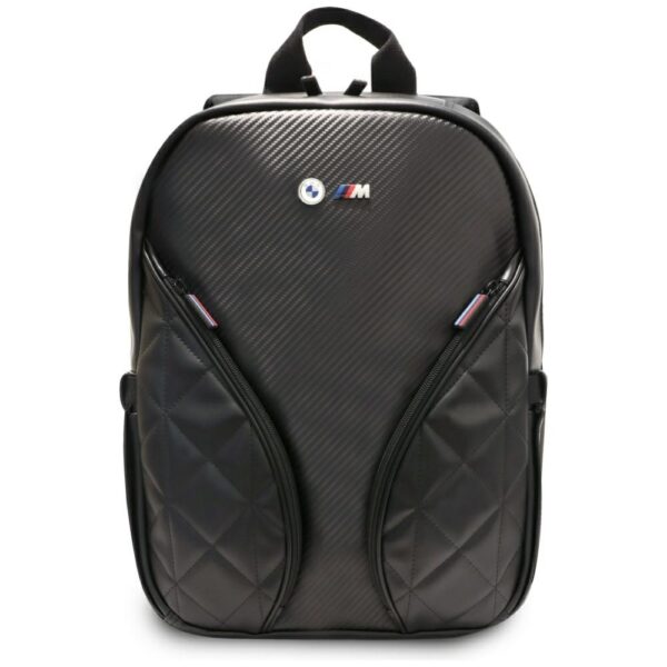 206956_1 BMW Carbon Pockets & Metal Logo 16" Laptop Backpack - Blackeng