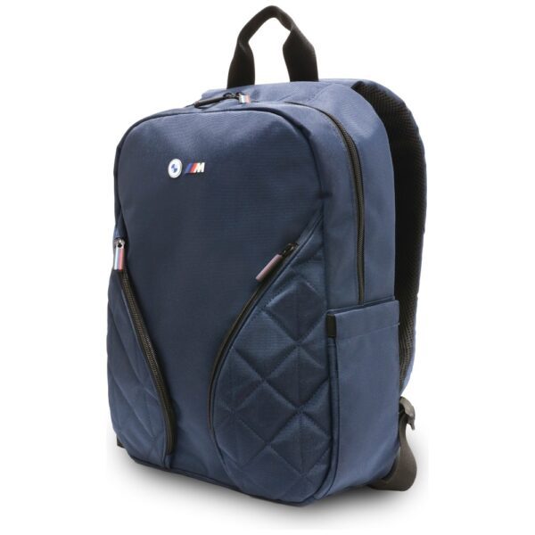 206957_2 BMW Nylon Pockets & Metal Logo 16" Laptop Backpack - Navy Blueeng