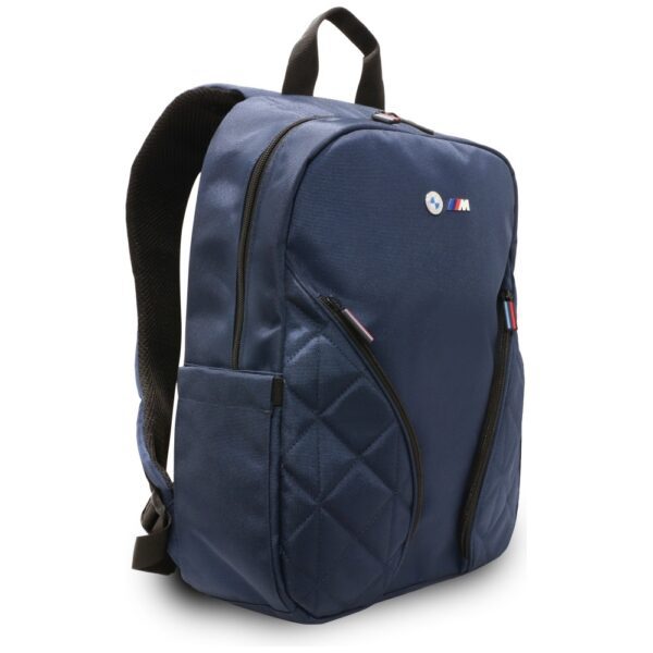 206957_3 BMW Nylon Pockets & Metal Logo 16" Laptop Backpack - Navy Blueeng