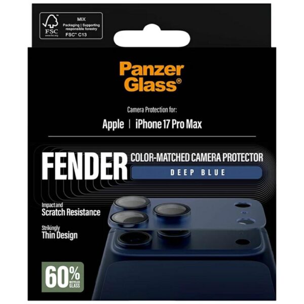 206967_5 PanzerGlass Fender Camera Protector Tempered Glass Lens Screen Protector for iPhone 17 Pro Max - Blueeng