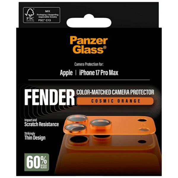 206968_5 PanzerGlass Fender Camera Protector Tempered Glass Lens for iPhone 17 Pro Max - Orangeeng