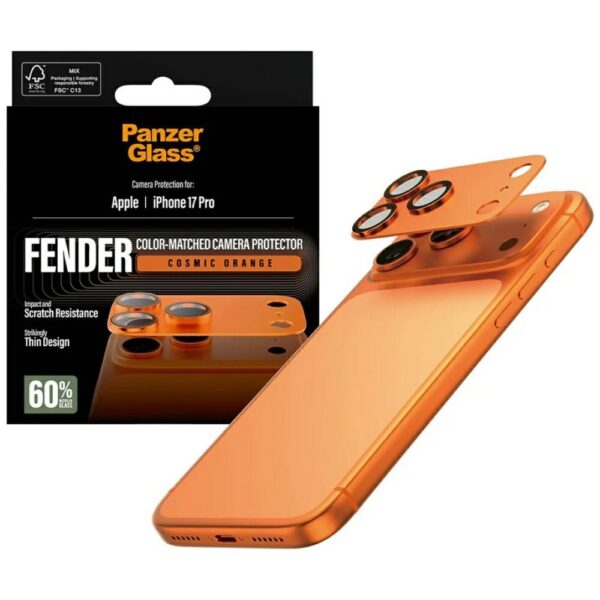 206971_4 PanzerGlass Fender Camera Protector Tempered Glass Lens for iPhone 17 Pro - Orangeeng