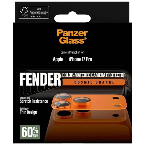 206971_5 PanzerGlass Fender Camera Protector Tempered Glass Lens for iPhone 17 Pro - Orangeeng
