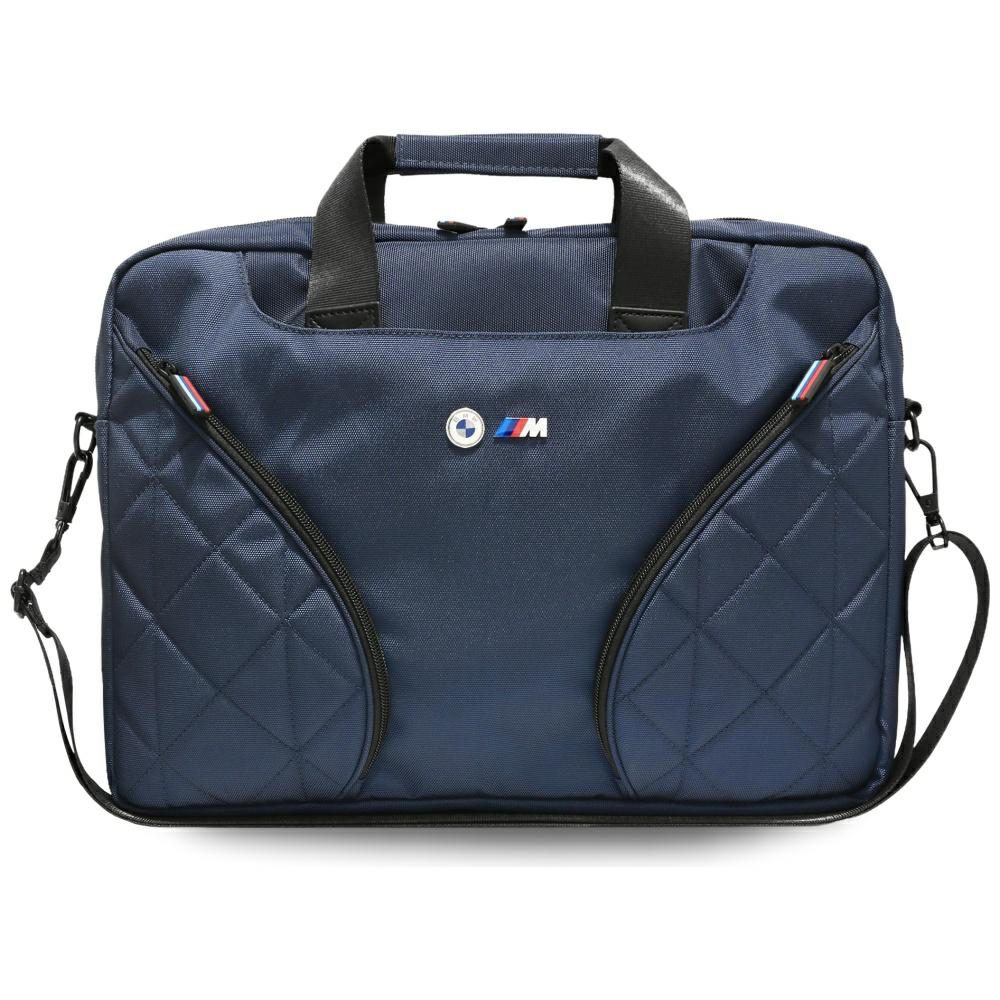 BMW Nylom Pockets & Metal Logo 16" Laptop Bag - Navy Blueeng