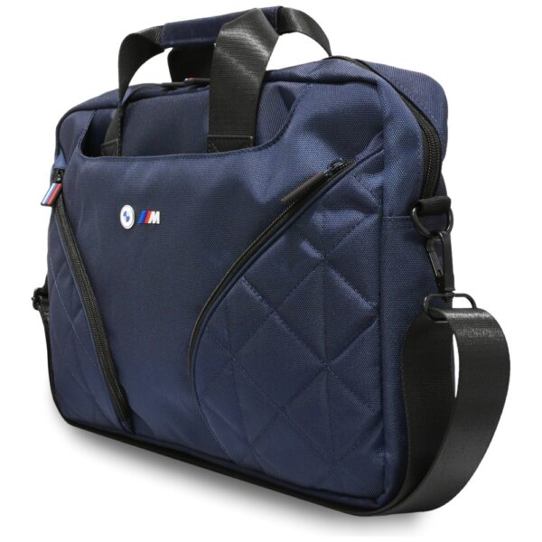BMW Nylom Pockets & Metal Logo 16" Laptop Bag - Navy Blueeng