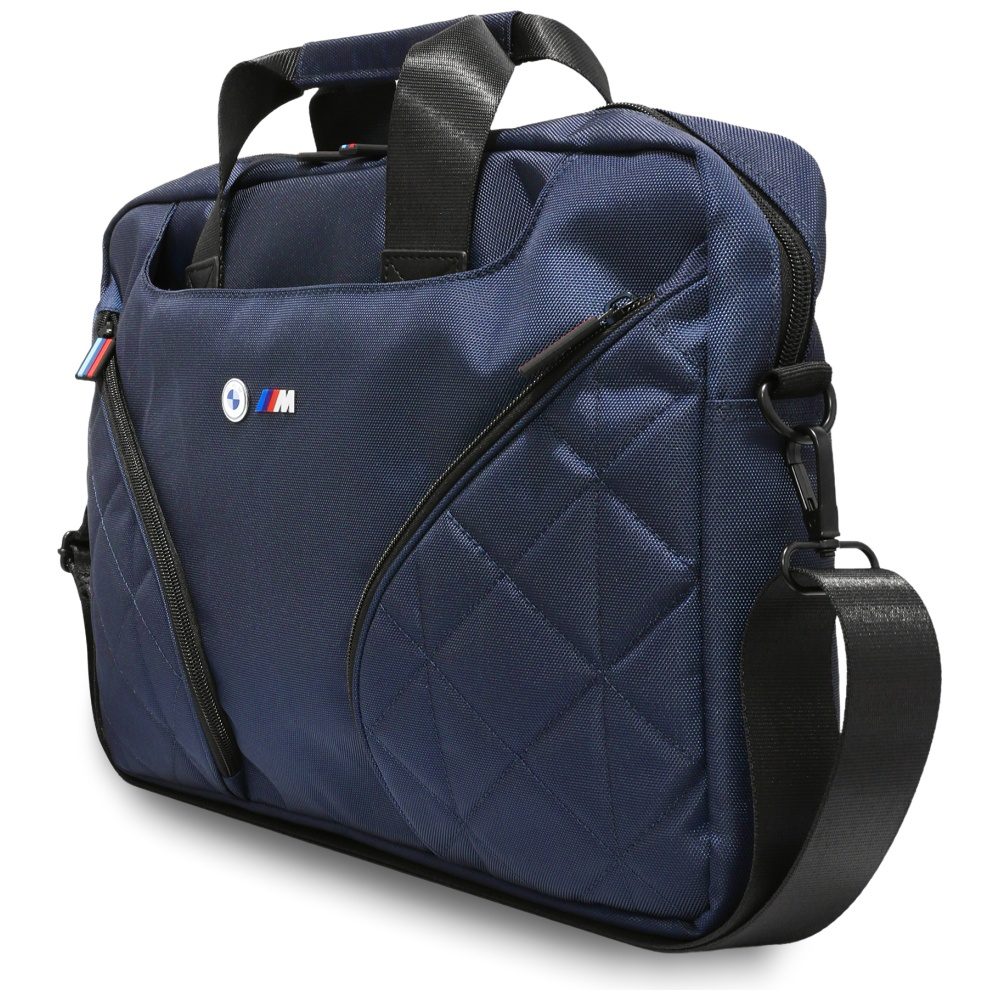 BMW Nylom Pockets & Metal Logo 16" Laptop Bag - Navy Blueeng