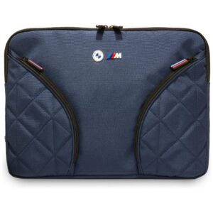 BMW Nylon Pockets & Metal Logo Sleeve 14" Laptop Bag - Navy Blueeng
