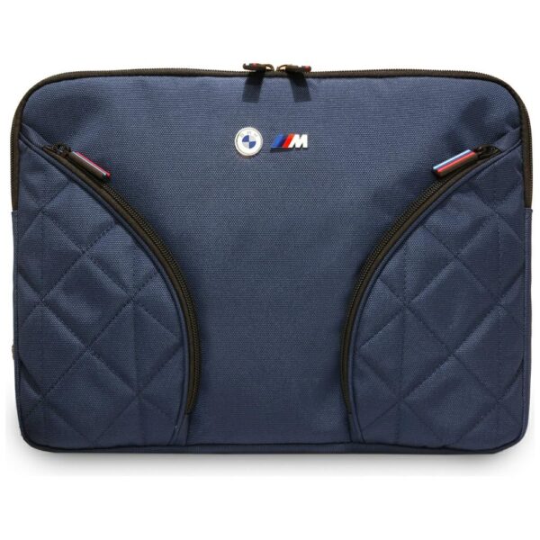 BMW Nylon Pockets & Metal Logo Sleeve 14" Laptop Bag - Navy Blueeng