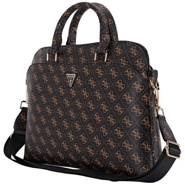 206989_3 Guess New 4G Zipper Pocket Triangle Logo 15" Laptop Bag - Blackeng
