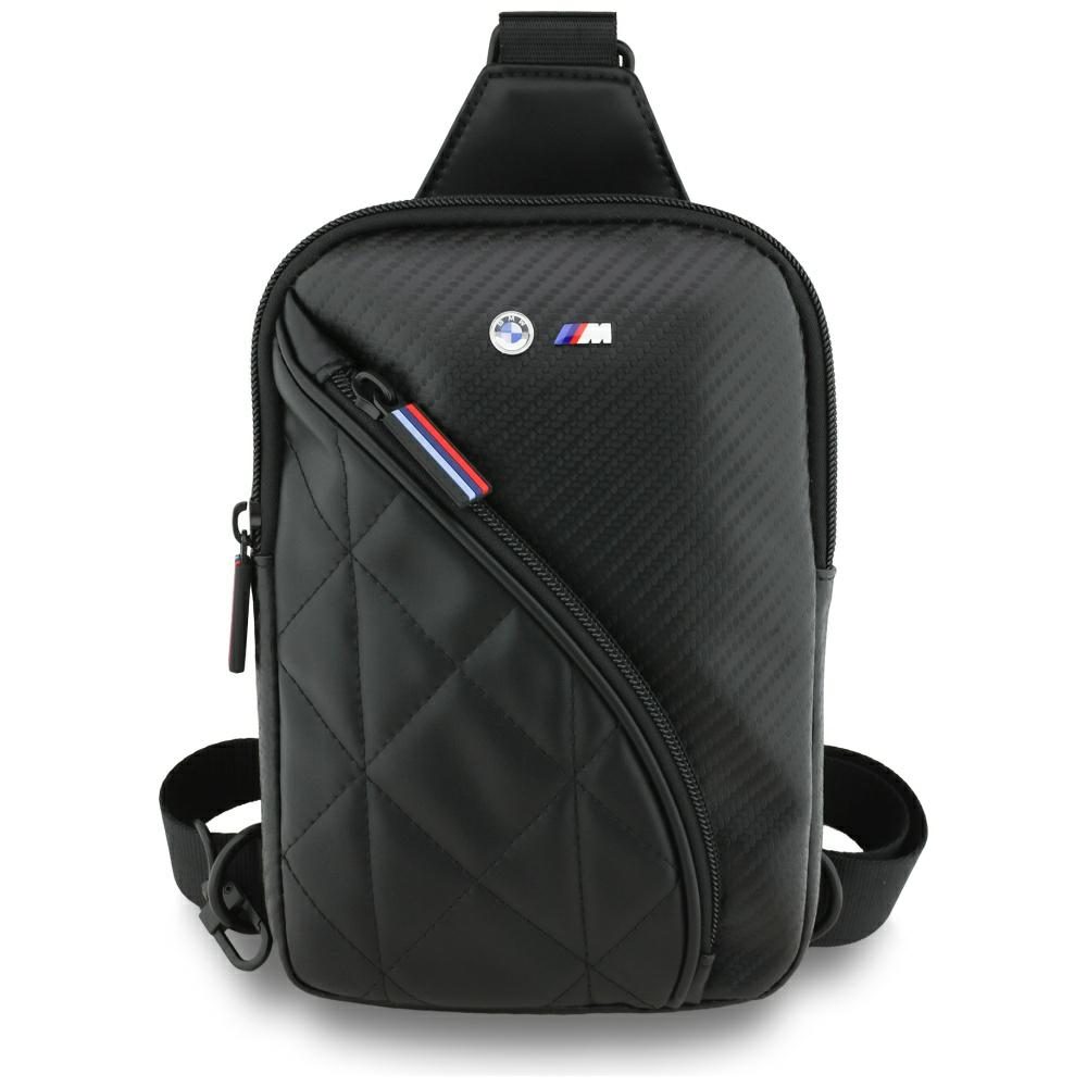 206991_1 BMW Carbon Pocket & Metal Logo Crossbody Phone Bag - Blackeng