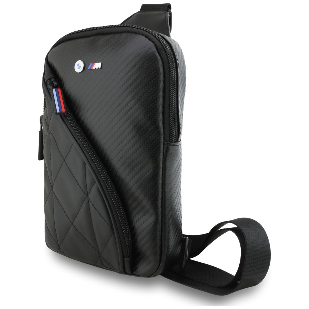 206991_2 BMW Carbon Pocket & Metal Logo Crossbody Phone Bag - Blackeng